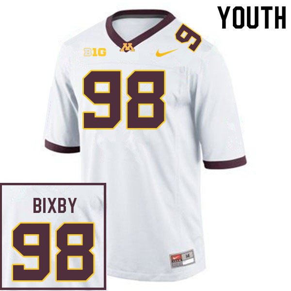 Youth #98 Trey Bixby Minnesota Golden Gophers College Football Jerseys Sale-White - Click Image to Close